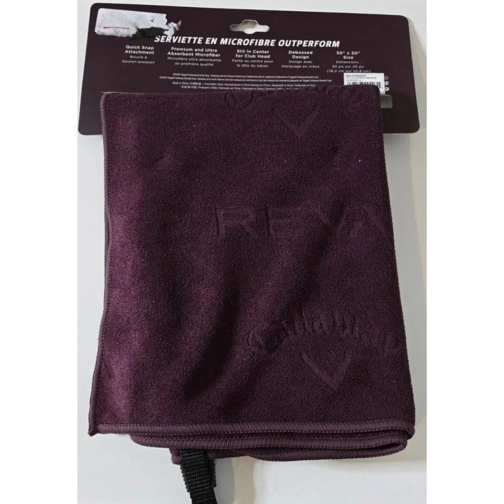 NWT Callaway Reva Outperform Purple Microfiber Golf‎ Players Towel